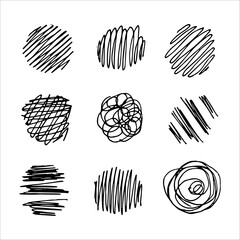 set of hand drawn chaotic lines, abstraction, monochrome, doodles