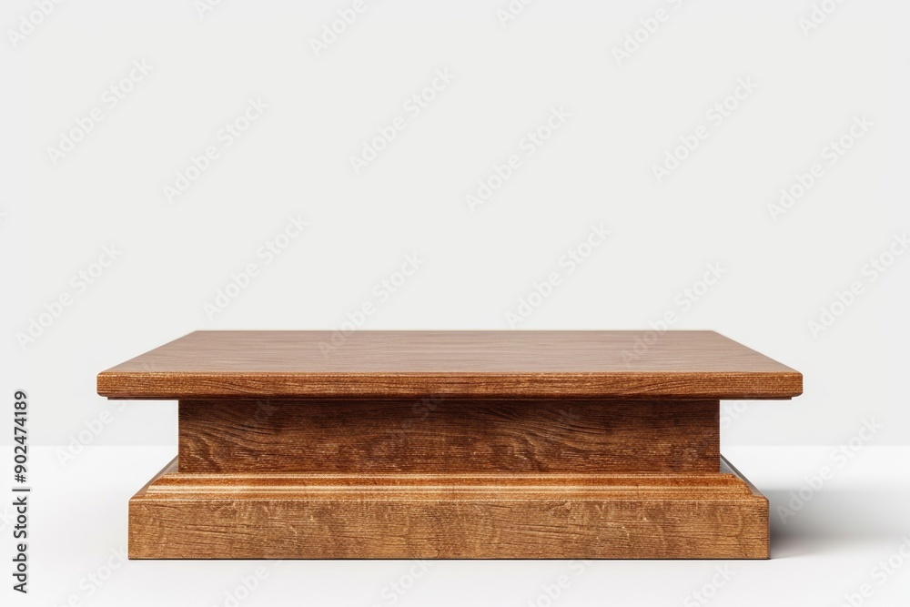 Poster a wooden table with a square top placed on a white surface