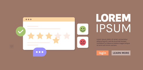 Five star feedback and clients choosing satisfaction rating, leaving positive review, customer service, experience concept flat vector illustration.	
