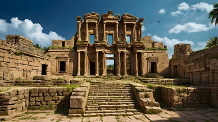 Naklejka premium ruins of ancient roman theatre, ai generated