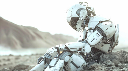 Fototapeta premium AI assisting in the colonization and exploration of Mars with advanced robotics.