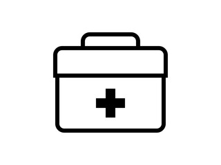 シンプルな十字マーク救急箱アイコンF：角丸黒線