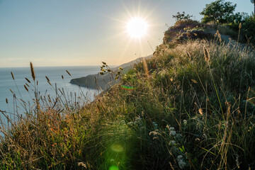 View from a picturesque point of view of the Black Sea harbor.