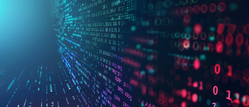 Abstract Representation of Digital Data Streaming in Various Colors During Evening Hours