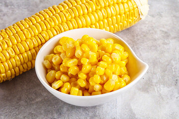 Marinated corn in the bowl