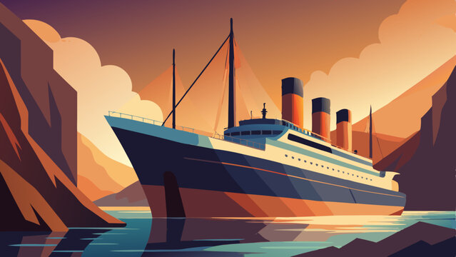 Vintage Titanic Ship Vector Illustration for Design Projects