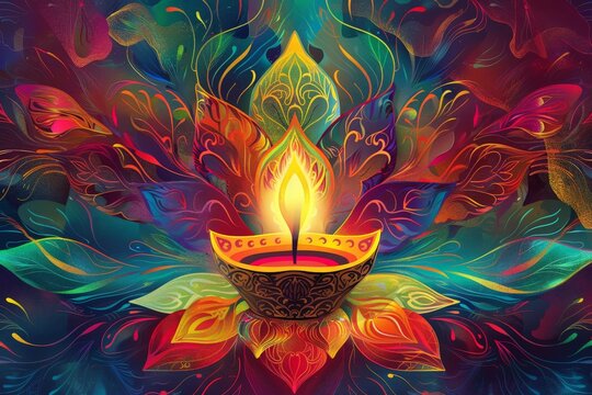 illustration diwali diya wit