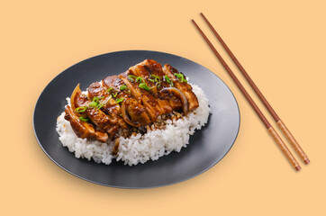 Korean Chicken Rice with green onions