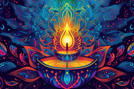 illustration diwali diya wit