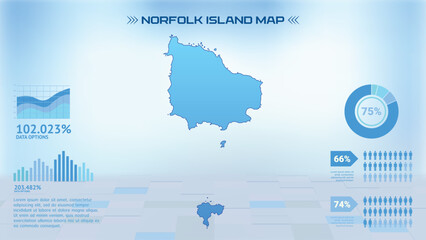 Blue Norfolk Island Map with States, Political Norfolk Island infographic map vector illustration