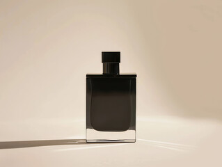 Elegant Eau de Parfum with Sleek Black Bottle on White