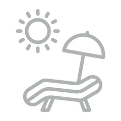 Beach Chair Vector Line Grey Icon Design