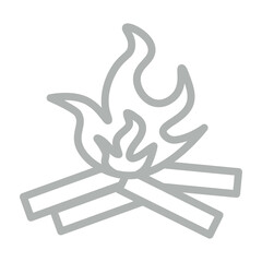 Beach Bonfire Vector Line Grey Icon Design
