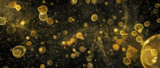 Overlay of pollen particles, on black background, Generative AI