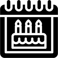 Vector Icon Birthday, Cake, Calendar, Time And Date, Event