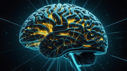 Fototapeta premium A brain with yellow lines on it