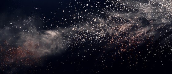 Overlay of powder particles, on black background, Generative AI