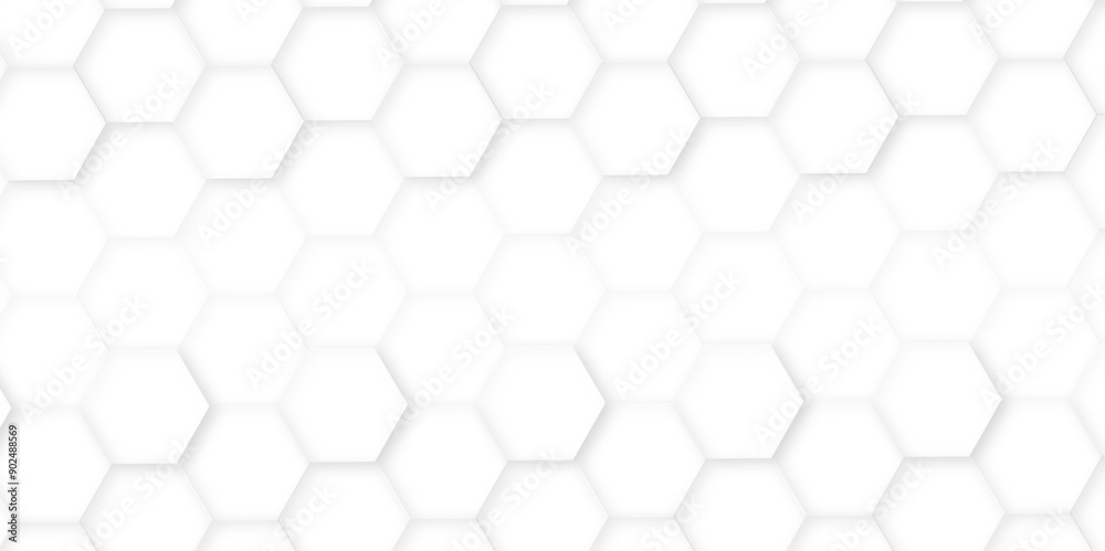 Poster 3d hexagonal structure futuristic white background and embossed hexagon abstract with hexagon backgr
