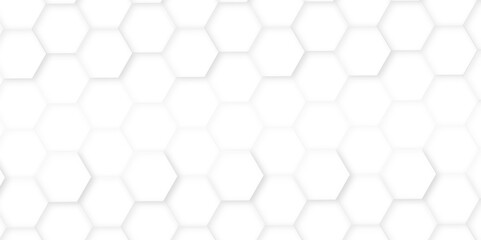Naklejka premium 3d hexagonal structure futuristic white background and embossed hexagon abstract with hexagon background. honeycomb hexagonal background. Hexagon shape, white, shiny gray. hexagon pattern shape. 