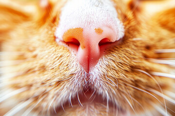 Close-up of a ginger cat's nose. Shallow depth of field