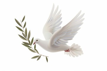 Peace dove icon, pigeons, twigs 3d realistic collection. Flying birds silhouettes on white