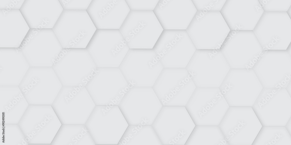 Poster 3d hexagonal structure futuristic white background and embossed hexagon abstract with hexagon backgr