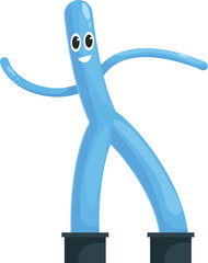 Smiling blue wacky waving inflatable tube man dancing on white background