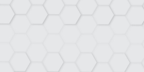 3d hexagonal structure futuristic white background and embossed hexagon abstract with hexagon background. honeycomb hexagonal background. Hexagon shape, white, shiny gray. hexagon pattern shape.
