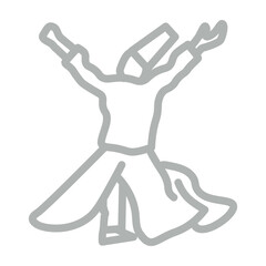 sufi whirling dervish Vector Line Grey Icon Design