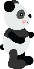 Cute panda standing isolated on white