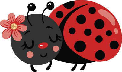 Funny ladybug sleeping isolated on white © soniagoncalves