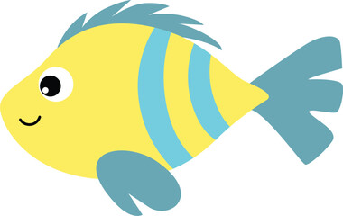 Funny yellow fish isolated on white