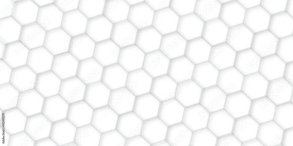 Poster 3d hexagonal structure futuristic white background and embossed hexagon abstract with hexagon backgr