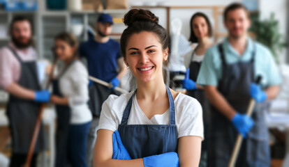 Obraz premium professional cleaning team in action,