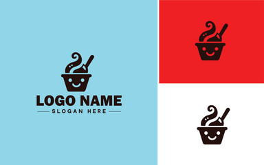 Frozen yogurt shop icon Fro-yo stand Yogurt bar Frozen dessert parlor flat logo sign symbol editable vector