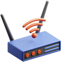 Wifi Router Icon 3D Illustration. Remote Work Theme.