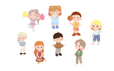 Child character illustration. watercolor style cartoon