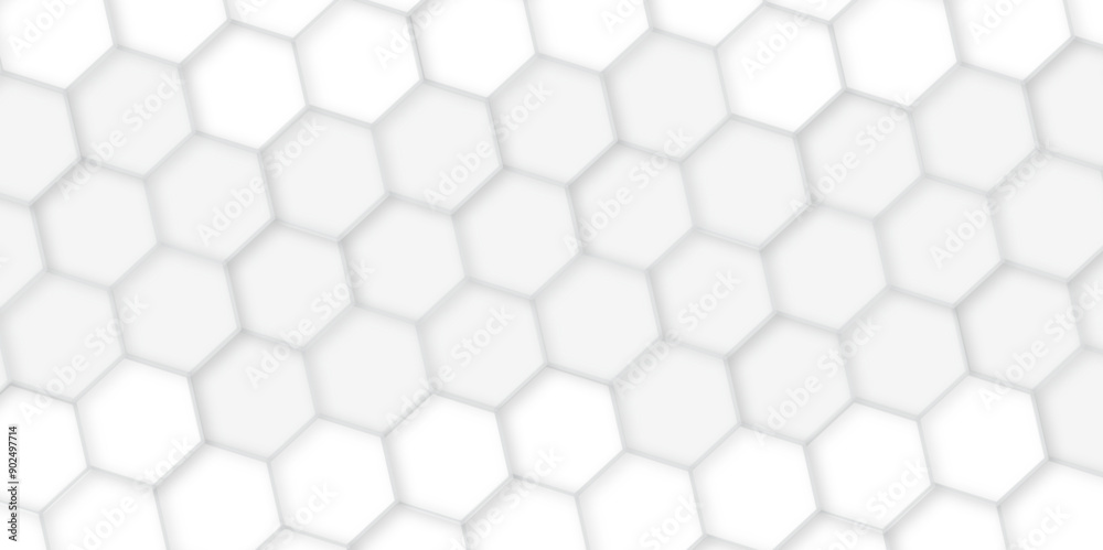 Poster 3d hexagonal structure futuristic white background and embossed hexagon abstract with hexagon backgr