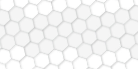 Naklejka premium 3d hexagonal structure futuristic white background and embossed hexagon abstract with hexagon background. honeycomb hexagonal background. Hexagon shape, white, shiny gray. hexagon pattern shape. 