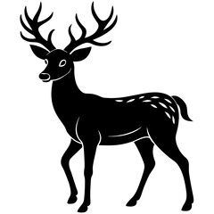 Deer silhouette vector art head with antlers illustration