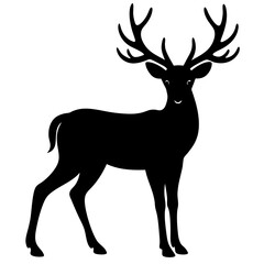 Deer silhouette vector art head with antlers illustration
