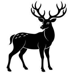 Deer silhouette vector art head with antlers illustration