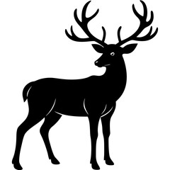 Deer silhouette vector art head with antlers illustration