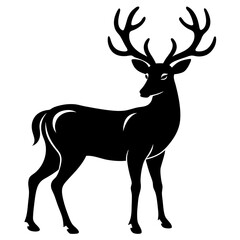Deer silhouette vector art head with antlers illustration