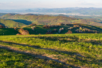 Naklejka premium View from Machnac hill in Biele Karpaty mountains in Slovakia near borders with Czech republic