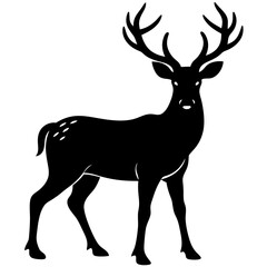 Deer silhouette vector art head with antlers illustration