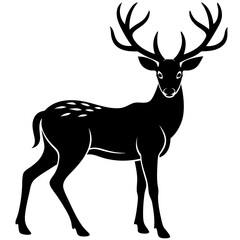 Obraz premium Deer silhouette vector art head with antlers illustration
