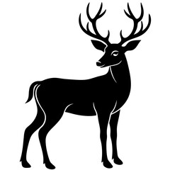 Deer silhouette vector art head with antlers illustration