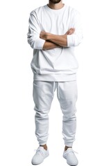 A man standing with his arms crossed, looking confident and self-assured