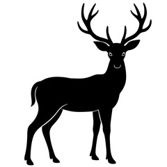 Obraz premium Deer silhouette vector art head with antlers illustration